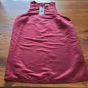 NWT Future Collective Burgundy Satin Sleeveless Sheath Dress Size Large